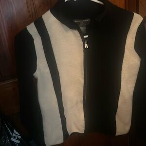 Banana Republic merino wool Black Cream turtleneck sweater jacket size Small